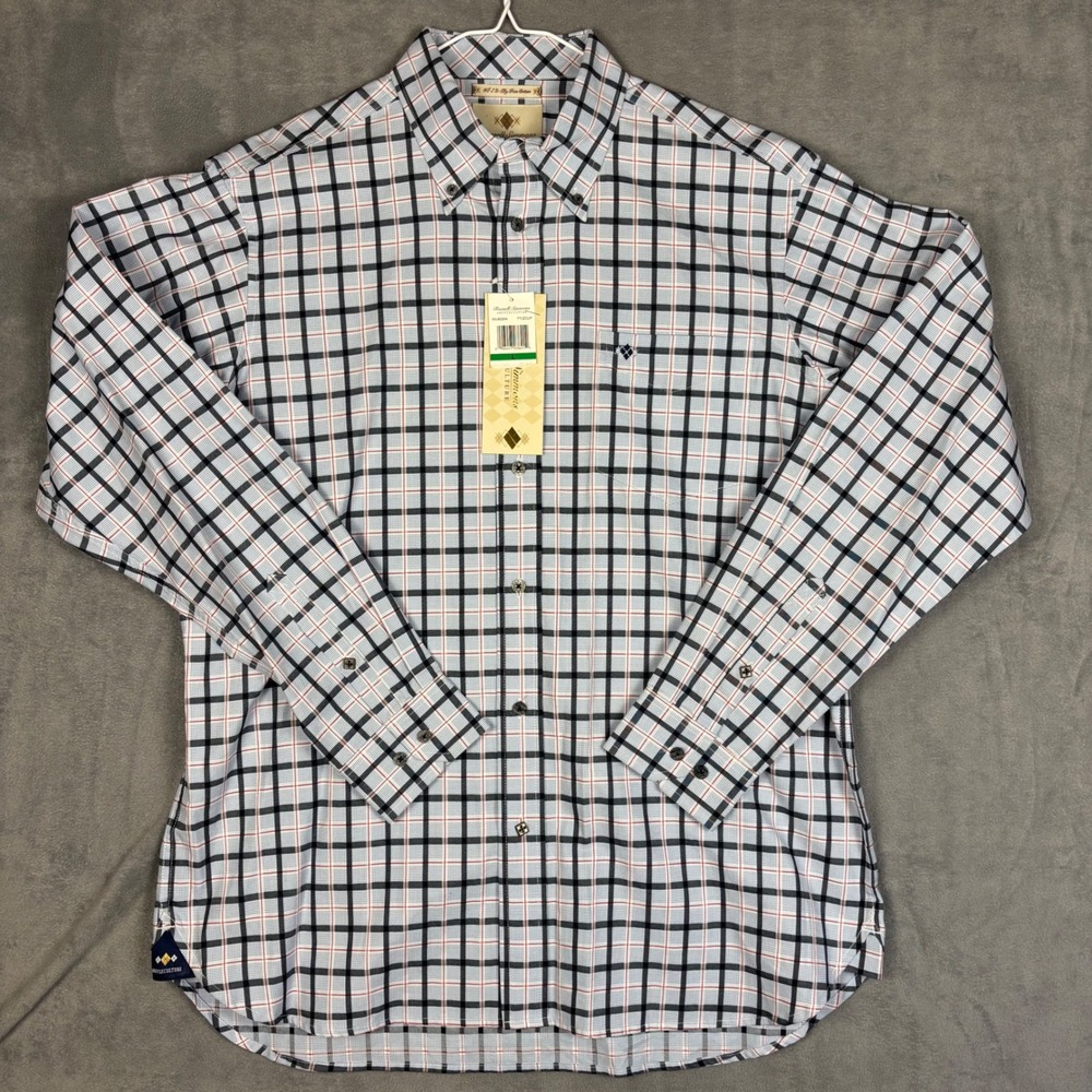 Argyleculture Russell Simmons Mens Plaid Button Down Shirt Blue Red WL9G204 L